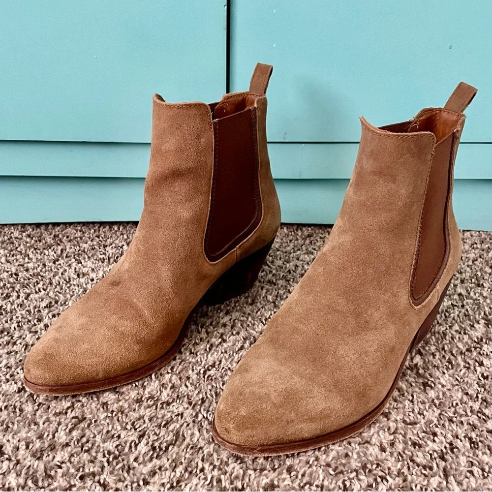Thursday Boot Company Duchess Caramel Brown Suede Ankle Boots Booties Size 9
